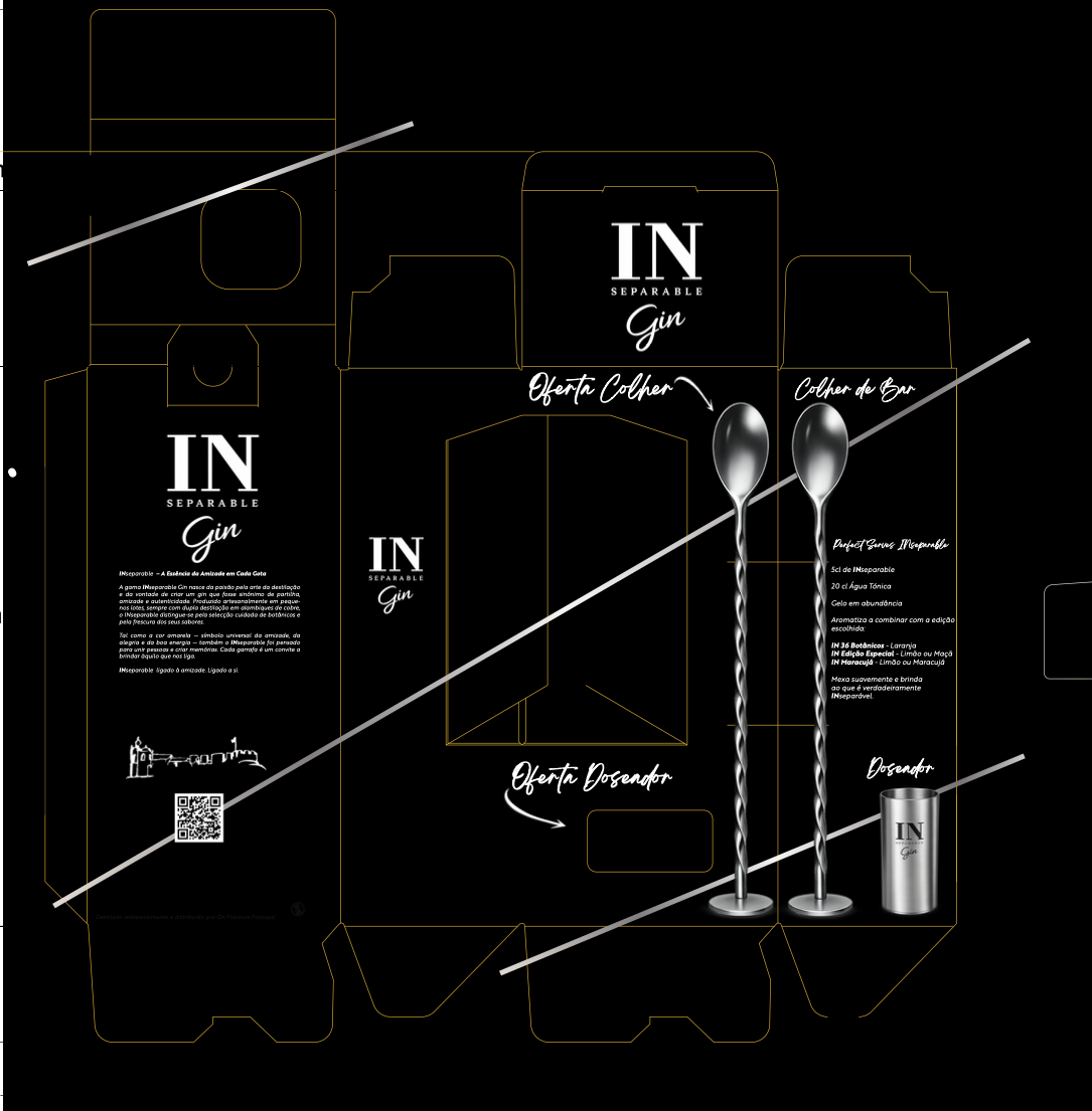 INseparable Gin — layout técnico da caixa de produto
